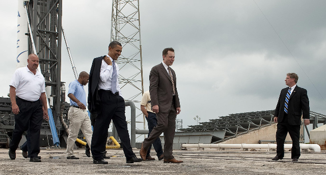 Musk and President Barack Obama at the SpaceX
